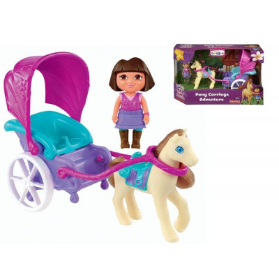 Bábika Dora s koňom a kočom